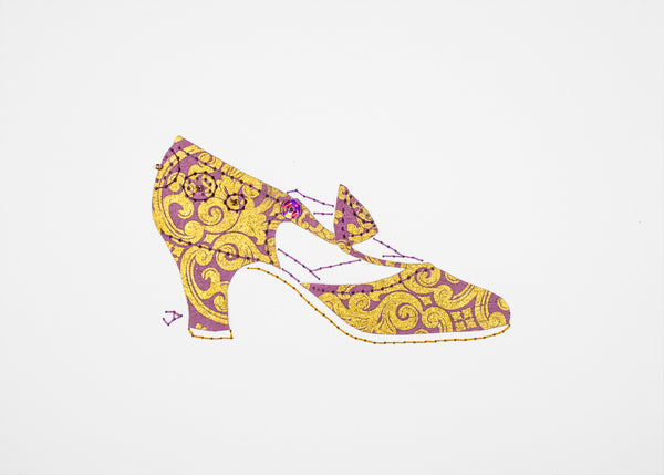 1925 Shoe in Mauve & Gold