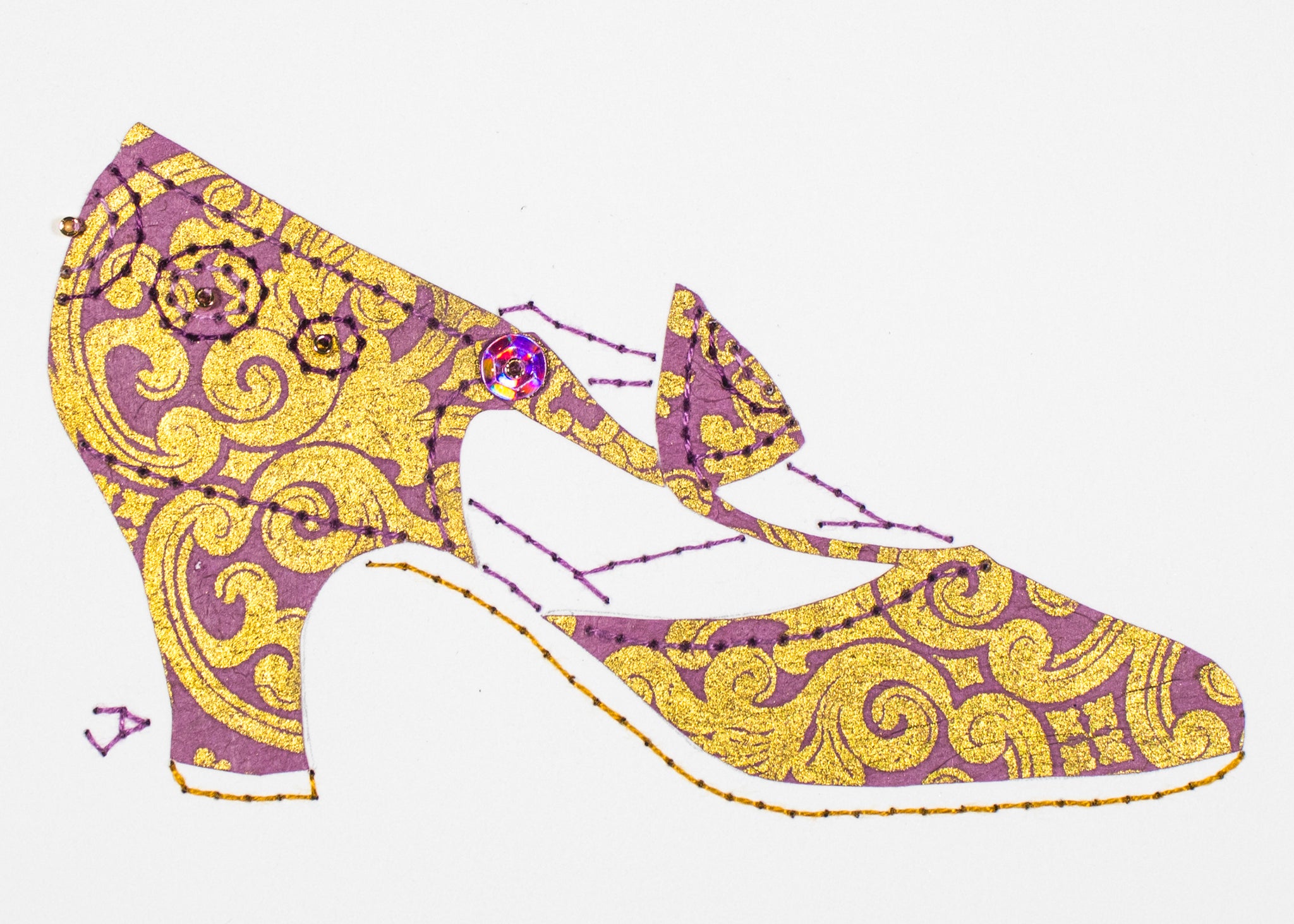 1925 Shoe in Mauve & Gold