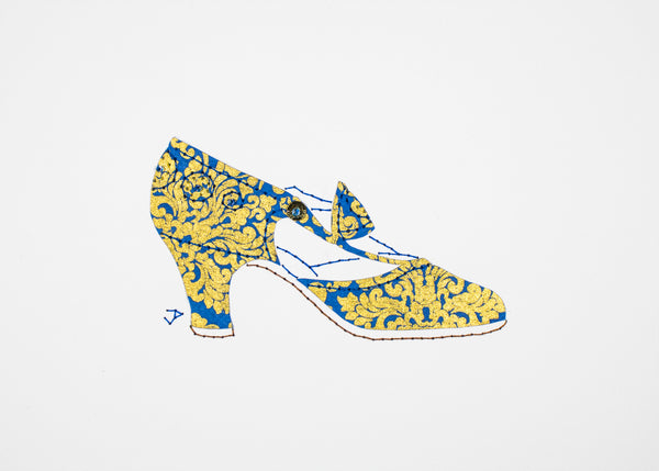 1925 Shoe in Bright Blue & Gold