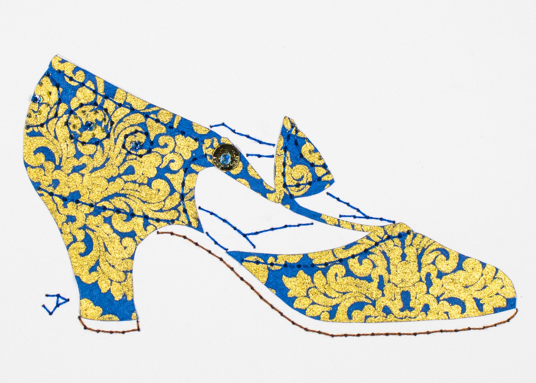 1925 Shoe in Bright Blue & Gold