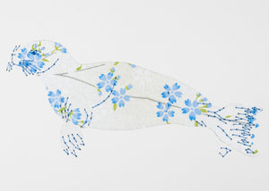 Seal in blue flowers on silver