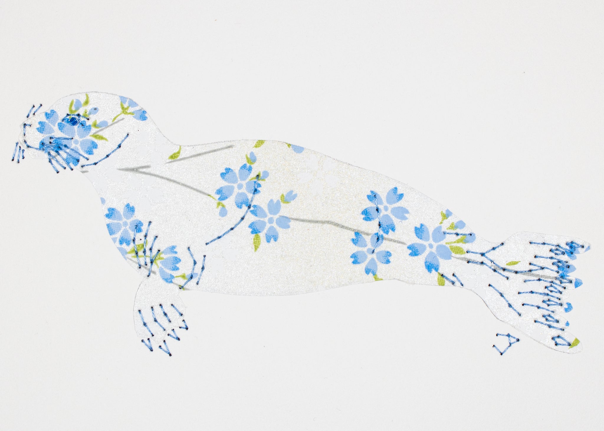 Seal in blue flowers on silver