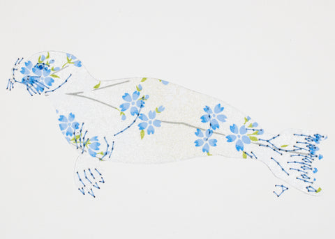 Seal in blue flowers on silver