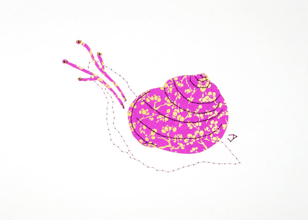 Garden Snail in Gold & Mauve
