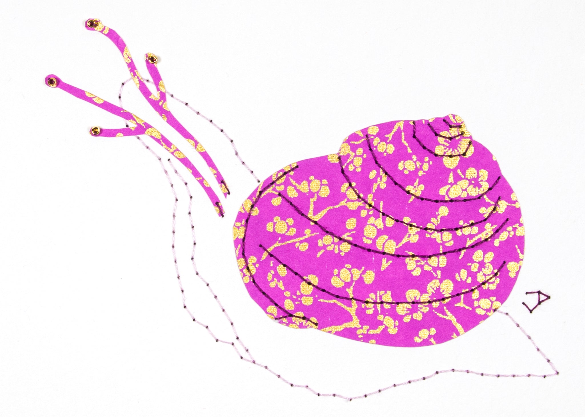 Garden Snail in Gold & Mauve