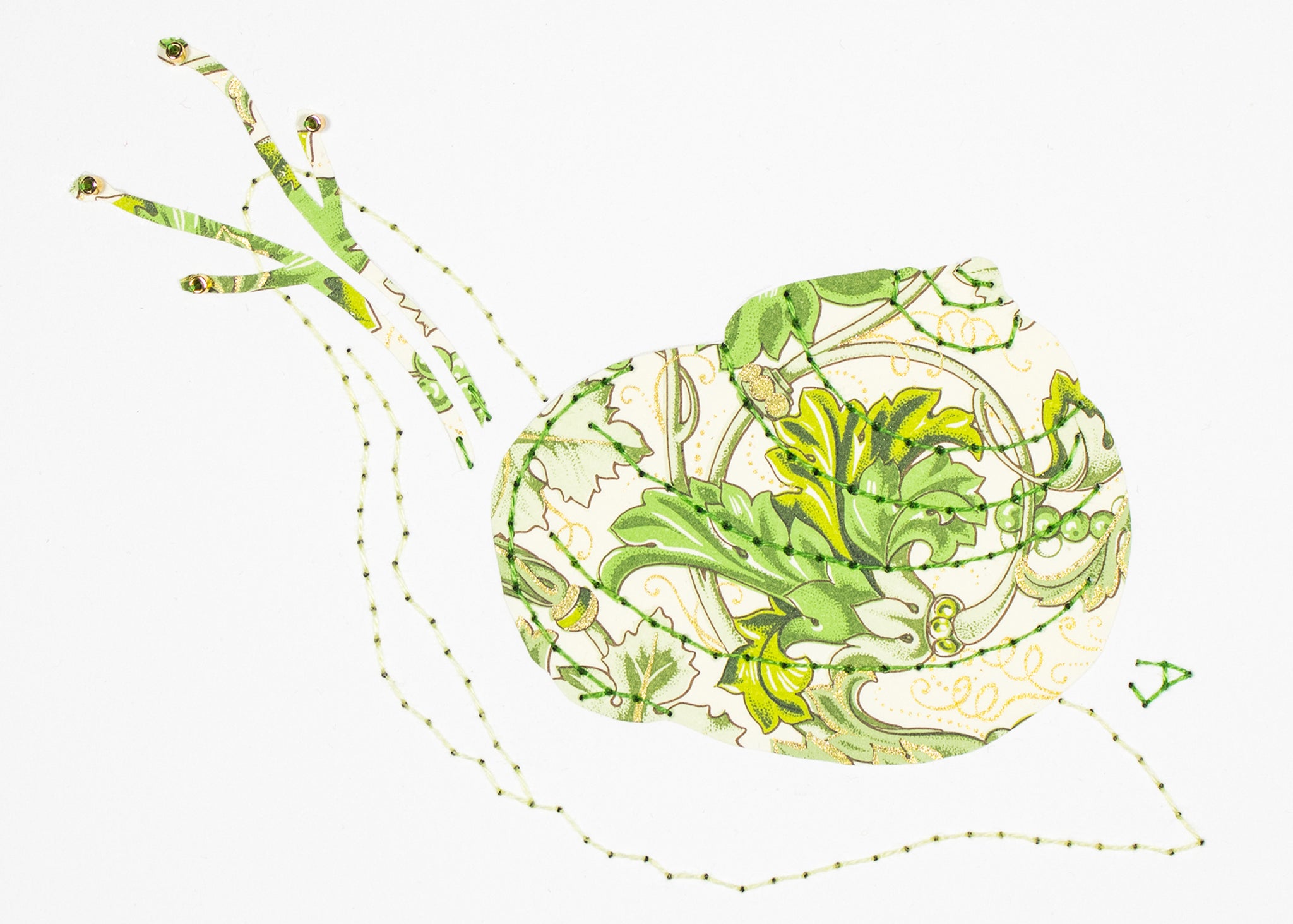 Garden Snail in Green Florentine Filigree