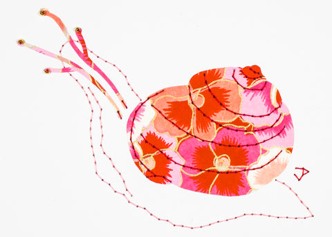 Garden Snail in Pink & Red Pansies