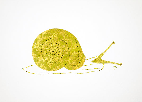 Helix Snail in Gold & Lime Green