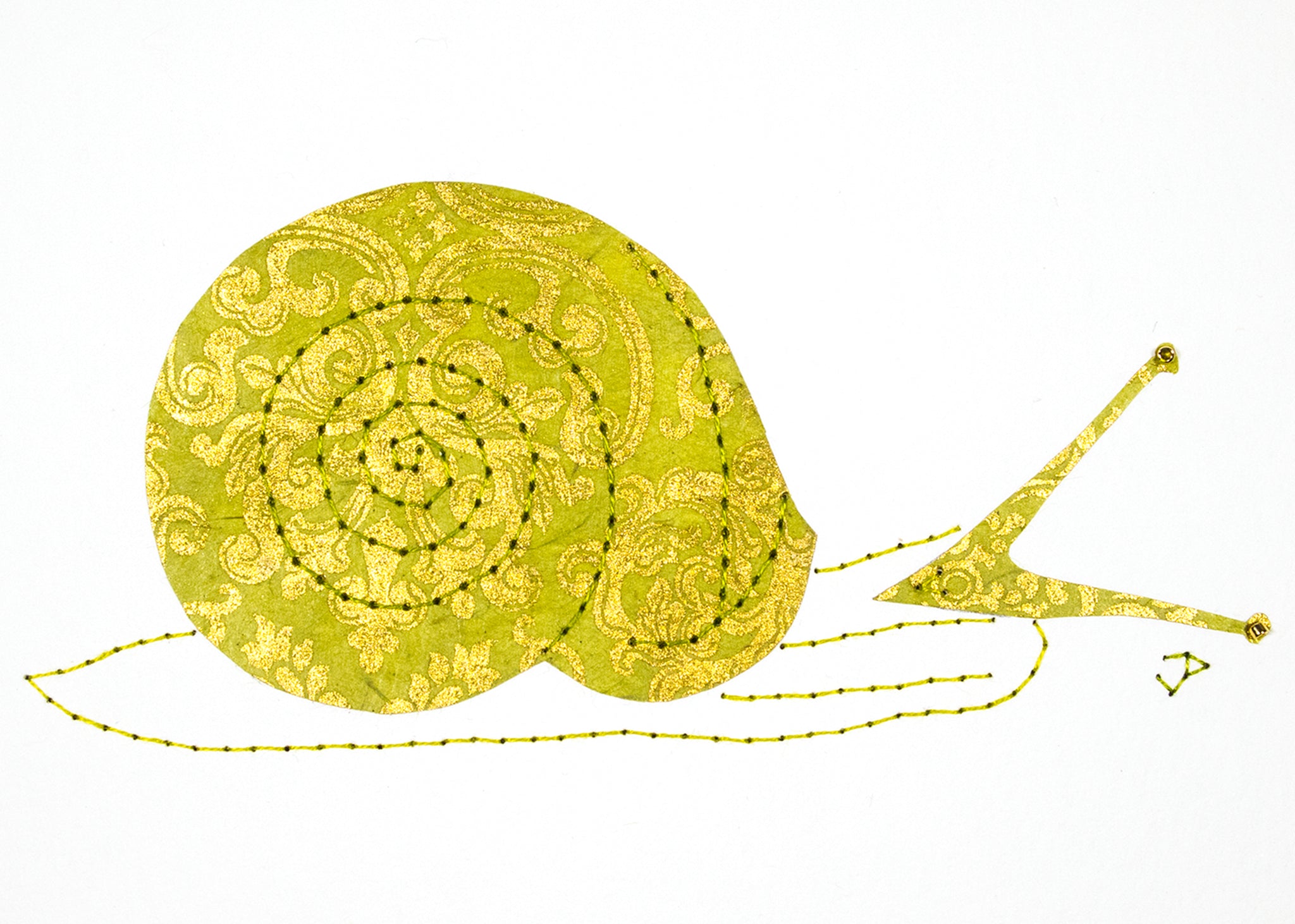 Helix Snail in Gold & Lime Green