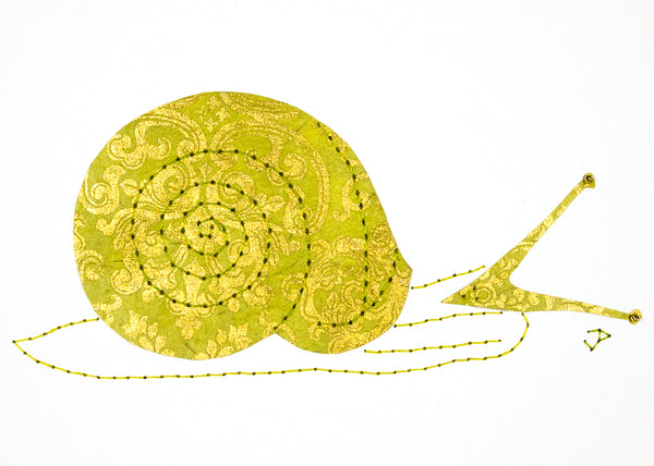 Helix Snail in Gold & Lime Green