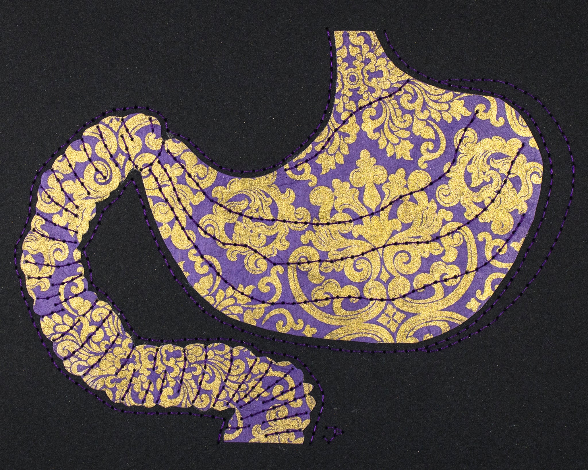 Stomach & duodenum gold filigree on purple