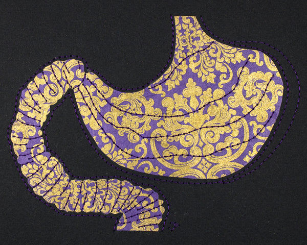 Stomach & duodenum gold filigree on purple