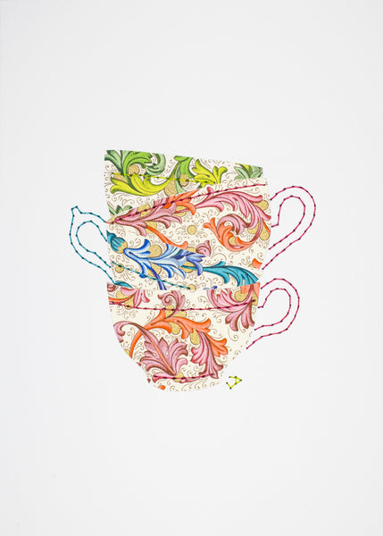 Teacup stack in Florentine swirls