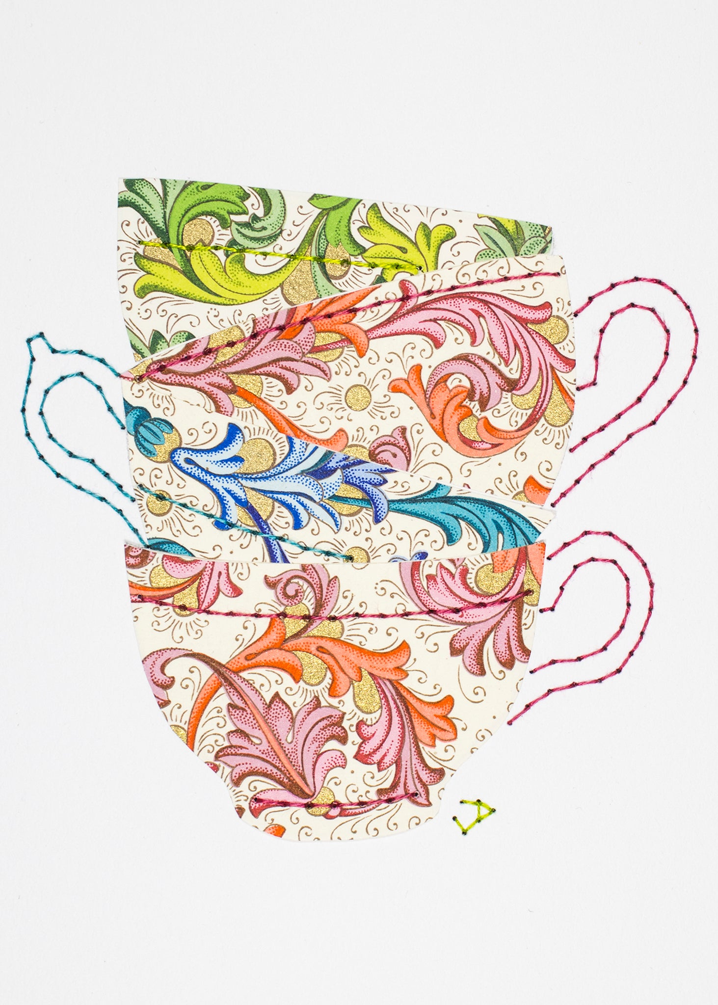 Teacup stack in Florentine swirls
