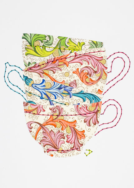 Teacup stack in Florentine swirls