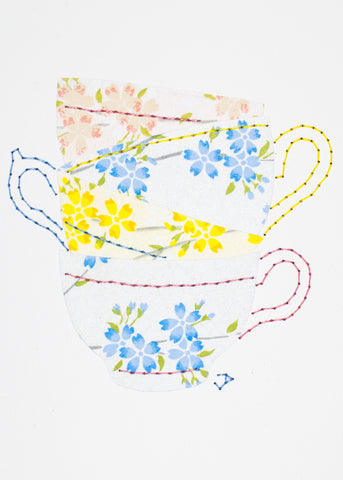 Teacup stack in flowers