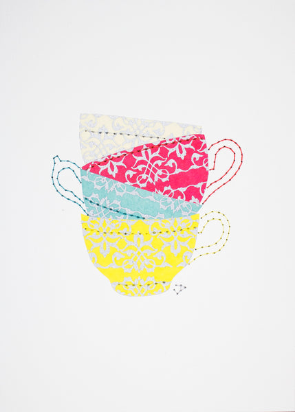 Teacup stack in silver filigree