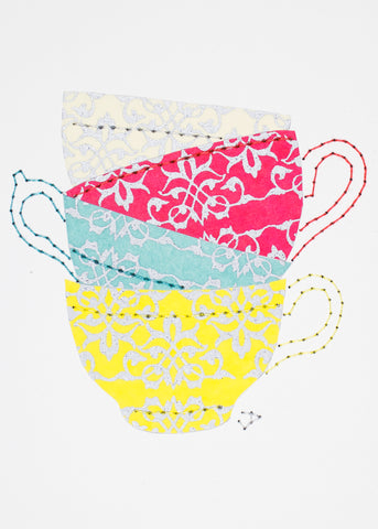 Teacup stack in silver filigree