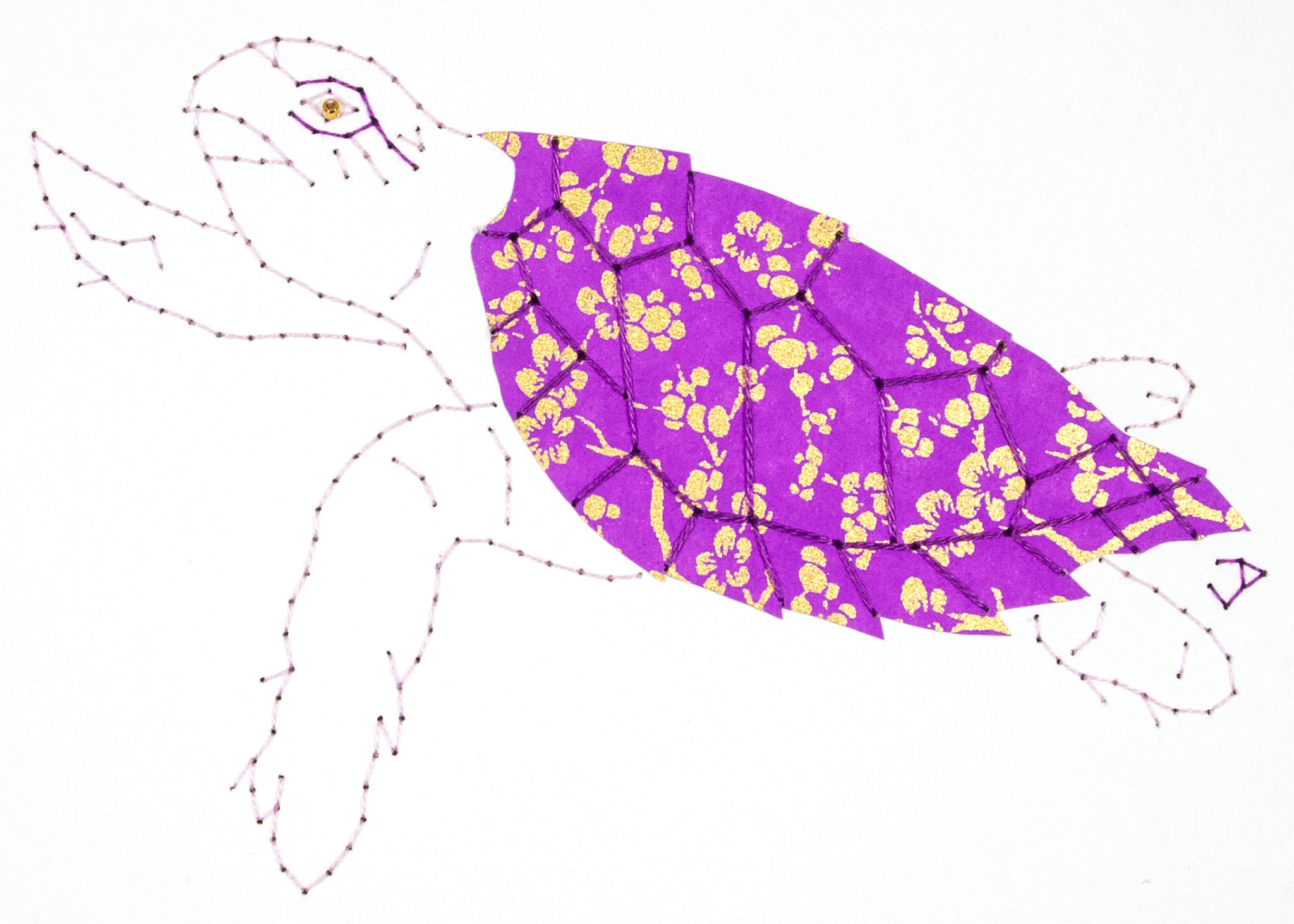Hawksbill Turtle in Gold & Purple