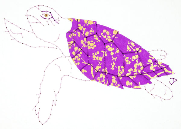 Hawksbill Turtle in Gold & Purple