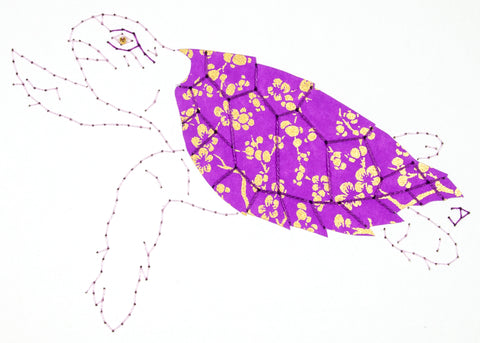Hawksbill Turtle in Gold & Purple