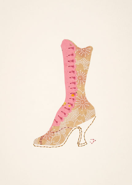 1890s Boot in Brown & Pink