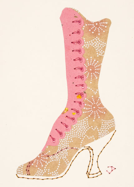 1890s Boot in Brown & Pink