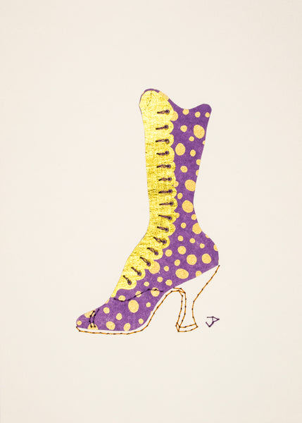 1890s Boot in Gold Spots on Lilac