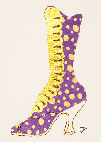 1890s Boot in Gold Spots on Lilac