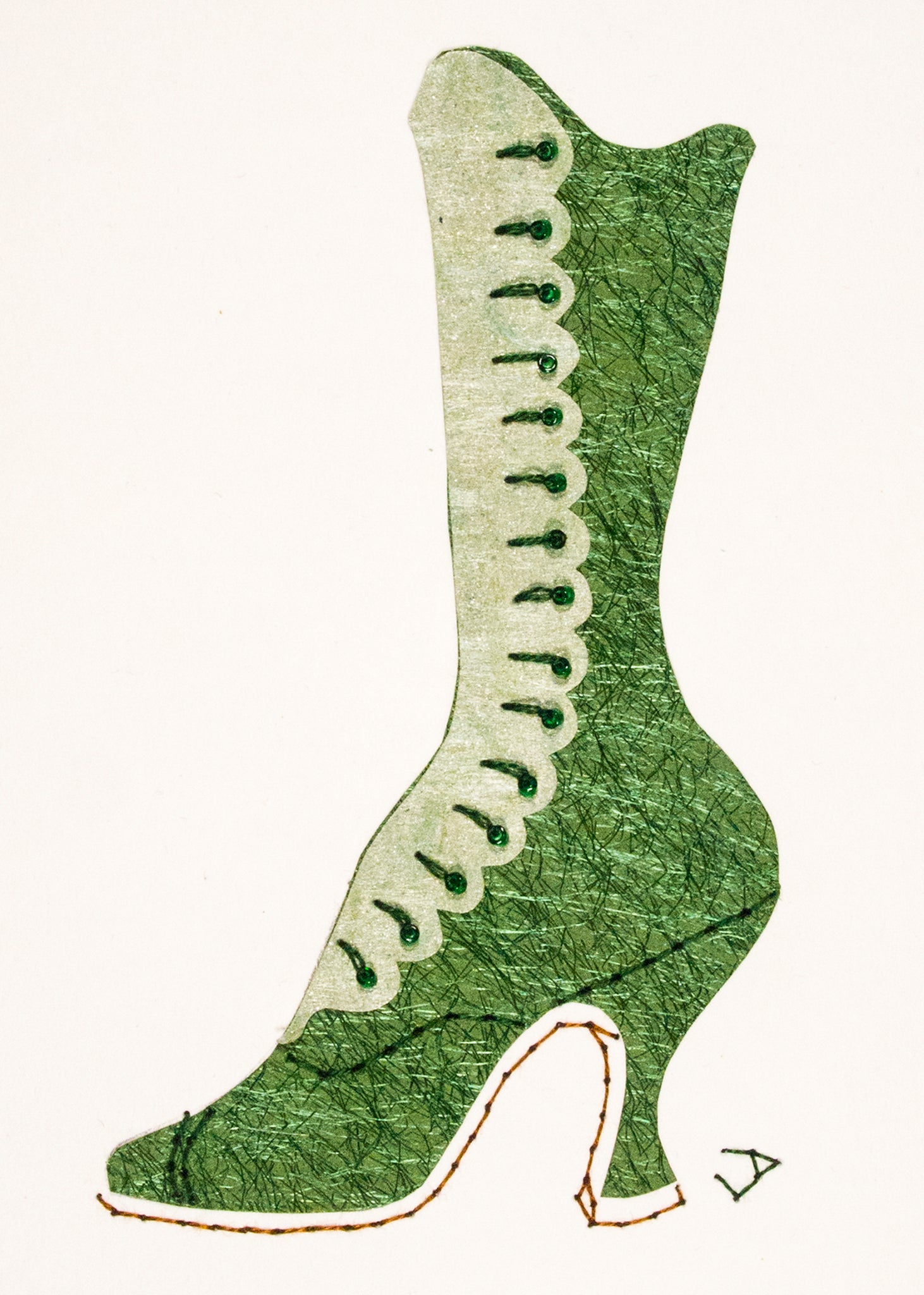 1890s Boot in Shimmering Green