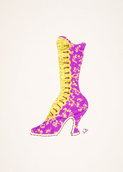 1890s Boot in Mauve & Gold