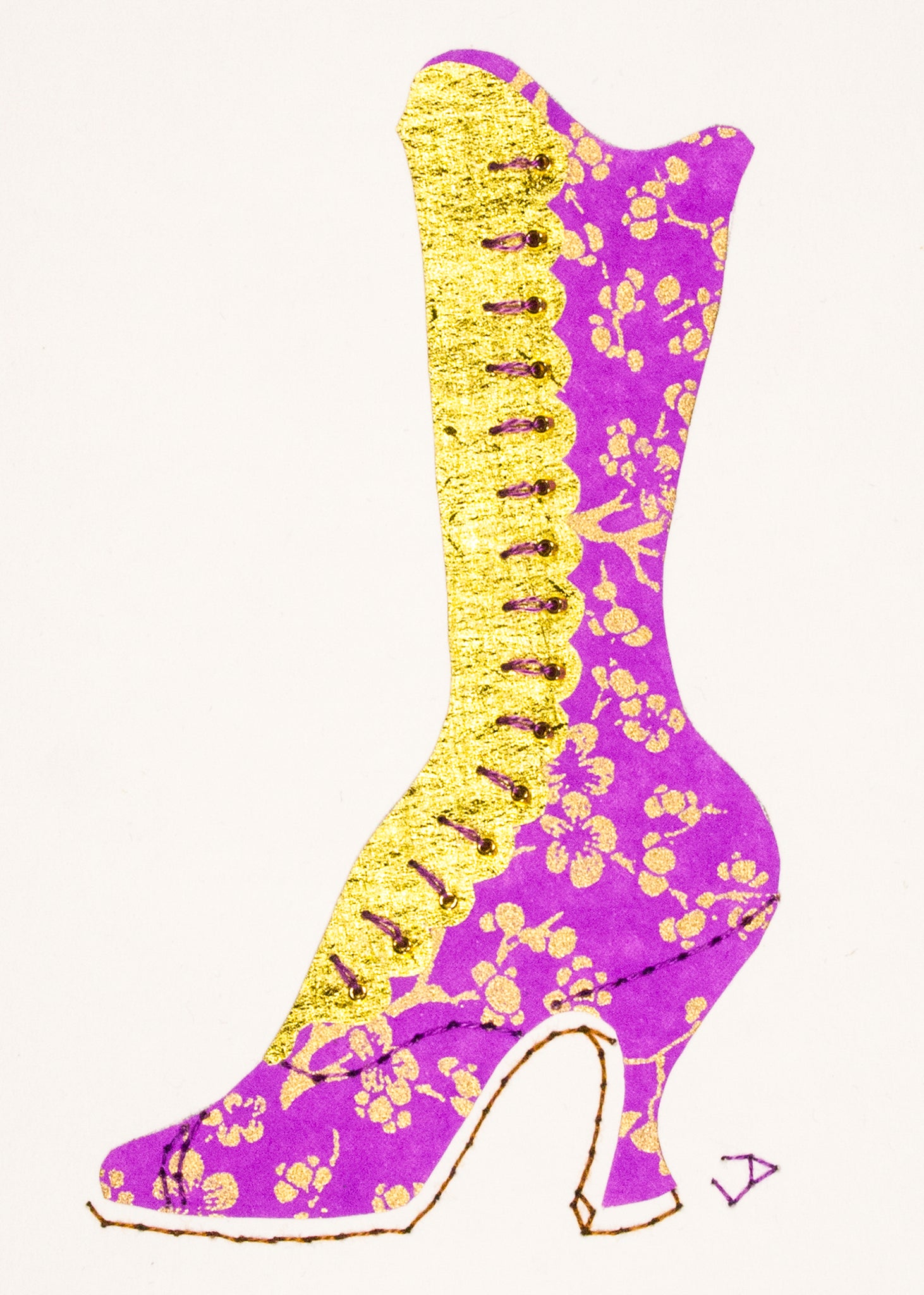 1890s Boot in Mauve & Gold
