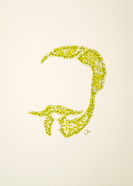Beard & Moustache in Silver on Lime Green