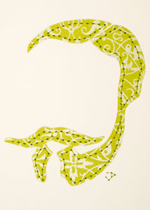 Beard & Moustache in Silver on Lime Green