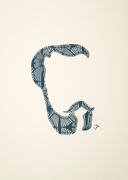 Beard & Moustache in Silver on Blue