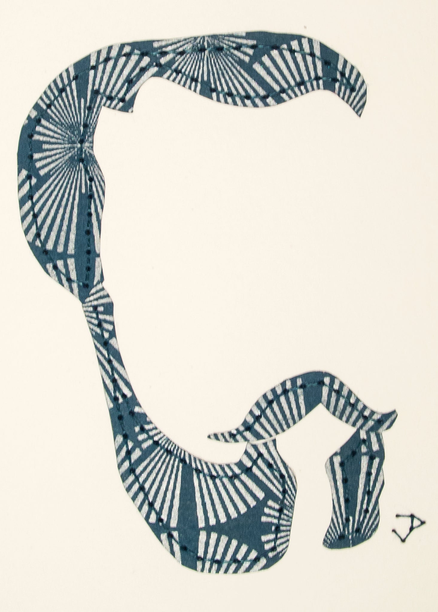 Beard & Moustache in Silver on Blue