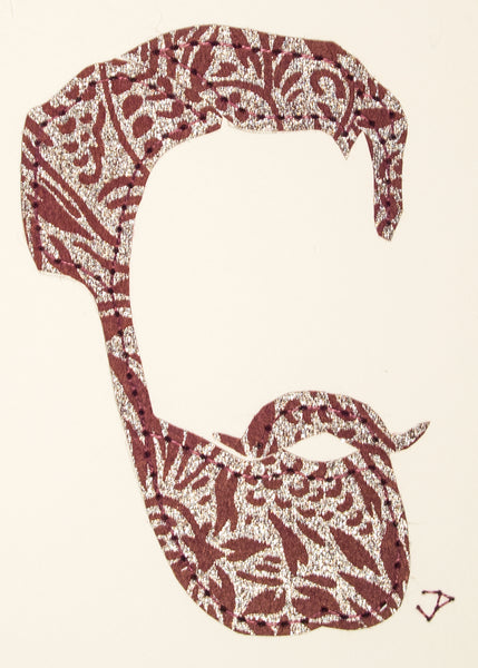 Beard & Moustache in Silver on Burgundy