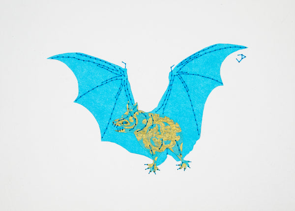 Vampire Bat in Turquoise & Gold