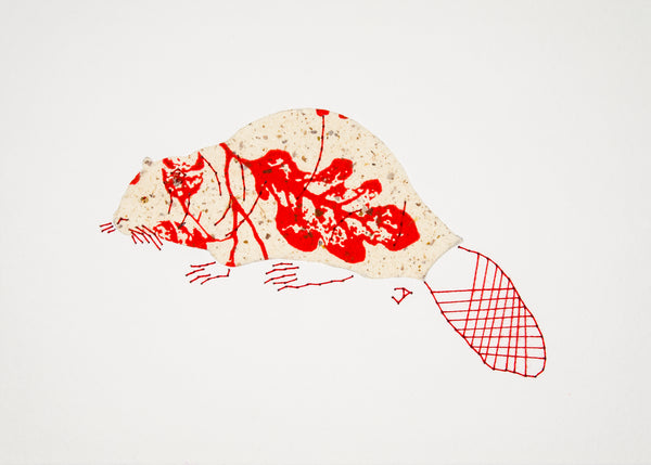 Beaver in Red Leaves