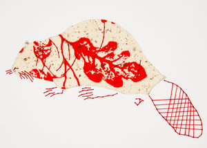 Beaver in Red Leaves