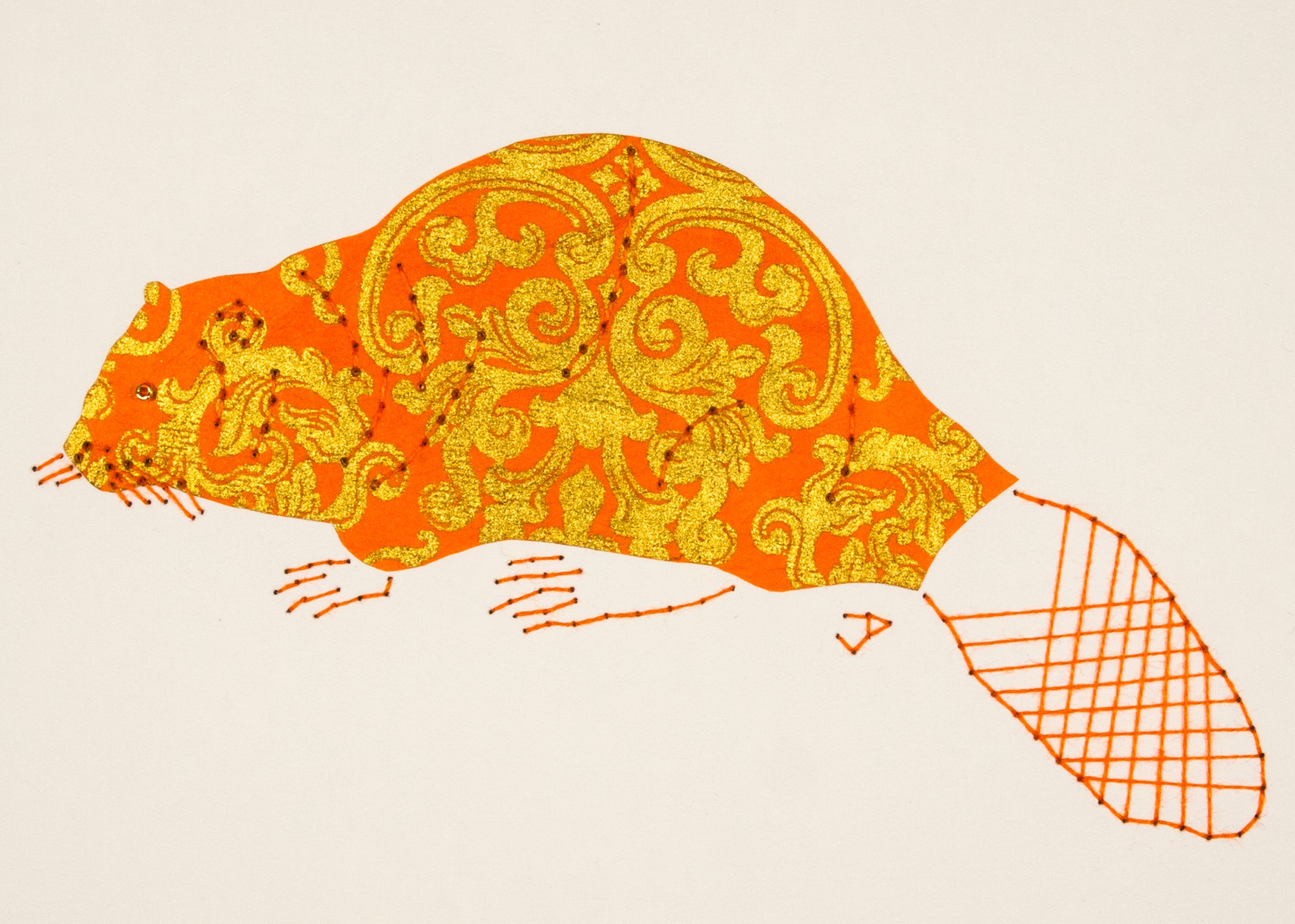 Beaver in Orange and Gold