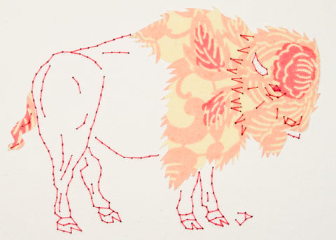 Bison in Pink Flowers