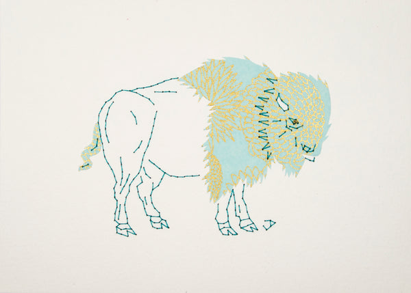 Bison in Gold & Tiffany Blue