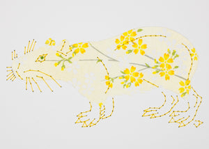 Capybara in Yellow Floral