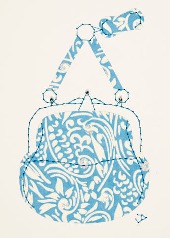 Chatelaine Handbag in Blue & White Filigree