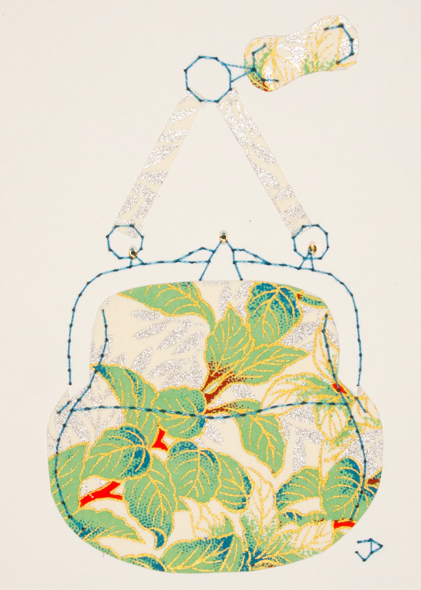 Chatelaine Handbag in Green Leaves