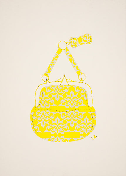 Chatelaine Handbag in Silver Filigree on Yellow