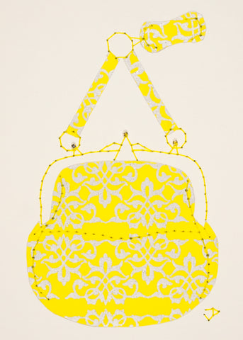 Chatelaine Handbag in Silver Filigree on Yellow