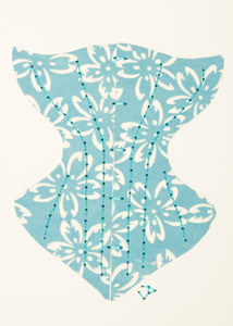 Victorian Corset in  White Flowers on Turquoise Blue