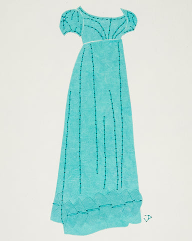 Dress #051.2: Regency dress in turquoise. 2018
